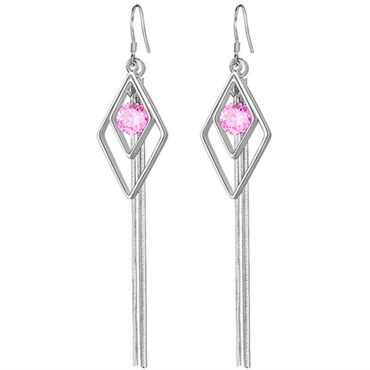 S925 Geometric Female Thin Sterling Silver Long Earrings-Jewearrings