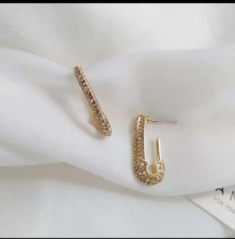 S925 Paper Clip Full Diamond Earrings Women-Jewearrings