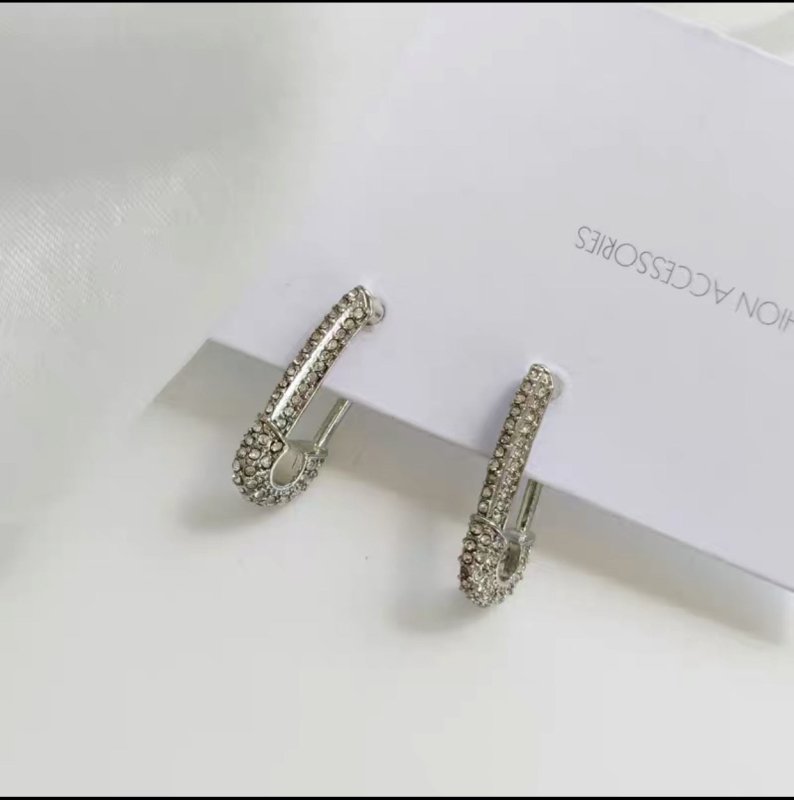 S925 Paper Clip Full Diamond Earrings Women-Jewearrings