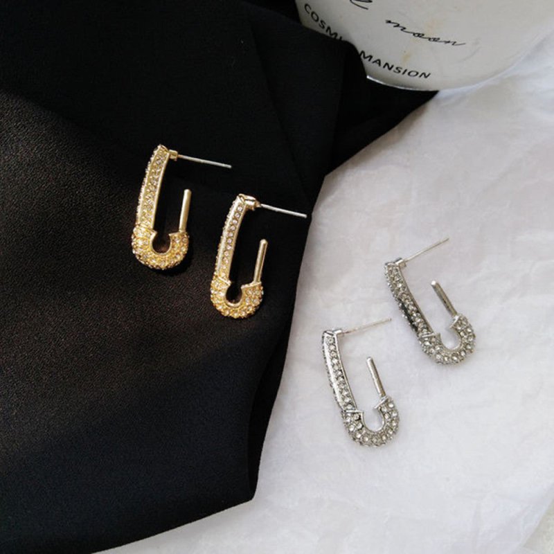 S925 Paper Clip Full Diamond Earrings Women-Jewearrings