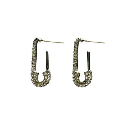 S925 Paper Clip Full Diamond Earrings Women-Jewearrings