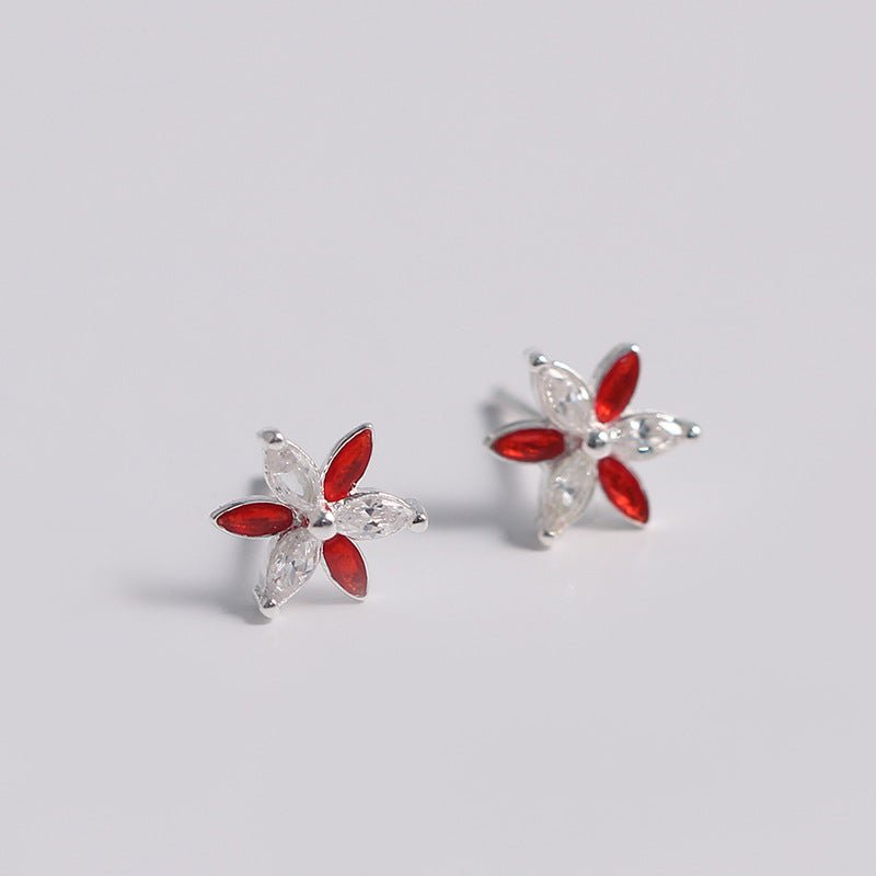 S925 Silver Accessories Two-color Flower Stud Earrings-Jewearrings