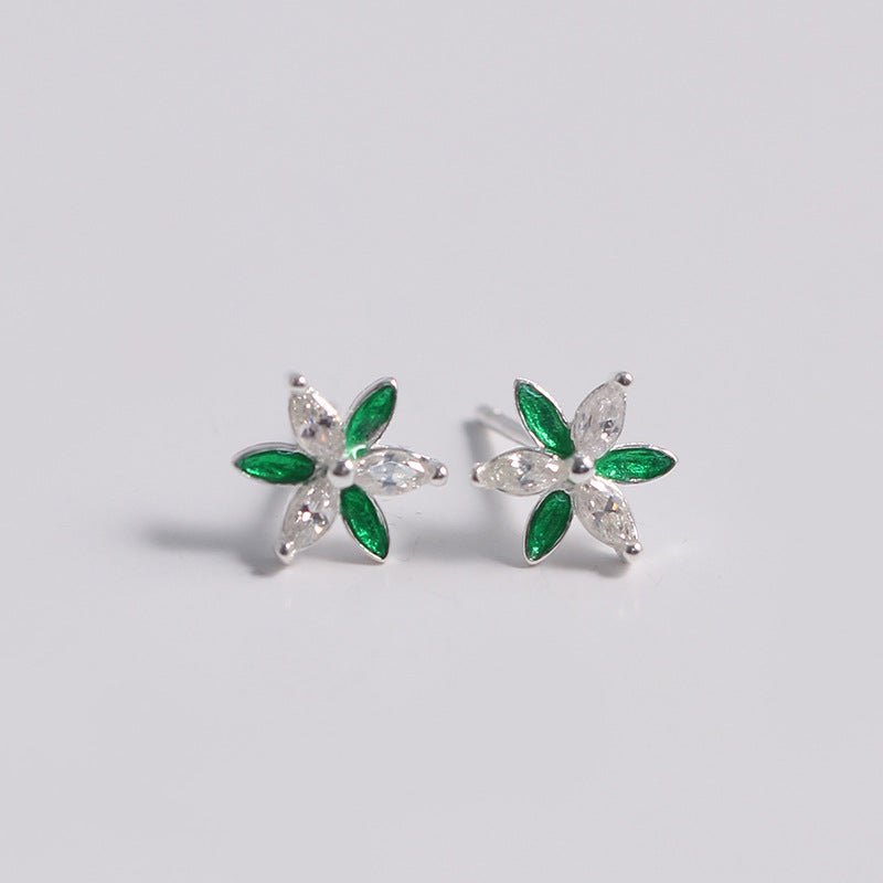 S925 Silver Accessories Two-color Flower Stud Earrings-Jewearrings