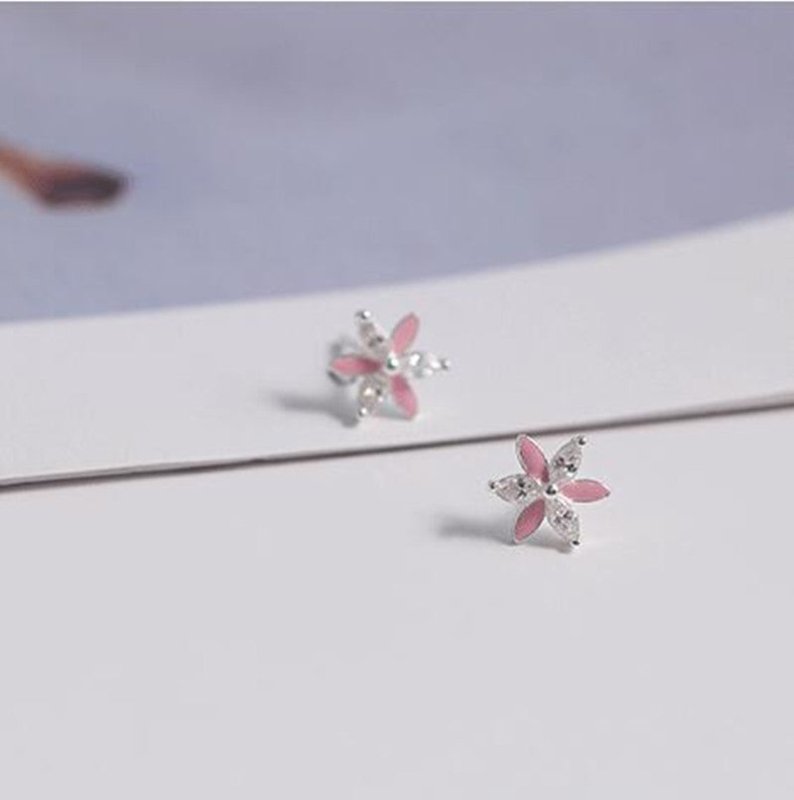 S925 Silver Accessories Two-color Flower Stud Earrings-Jewearrings