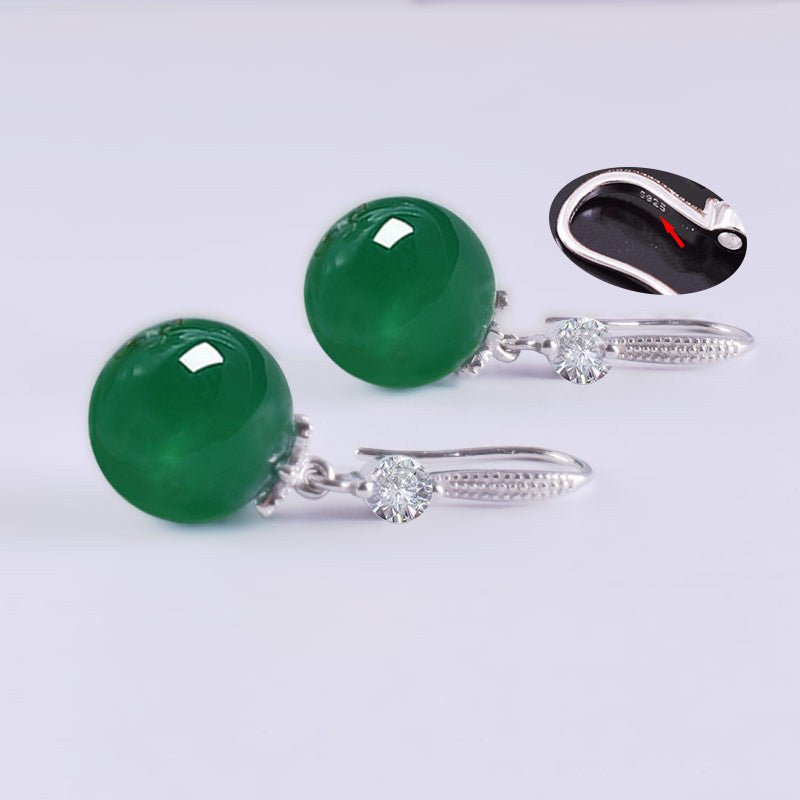 S925 Silver Agate Earrings Long Female Wax Earrings Anti Allergy-Jewearrings