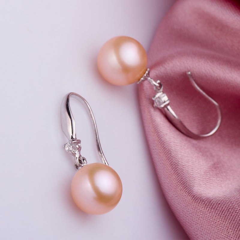 s925 Silver And Blue Jewelry Freshwater Pearl Stud Earrings, The Strong Light Ls Almost Flawless And Round EH101-18-Jewearrings