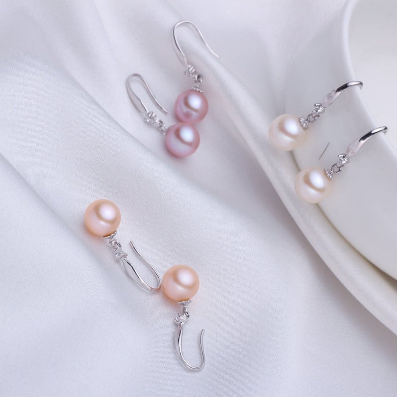 s925 Silver And Blue Jewelry Freshwater Pearl Stud Earrings, The Strong Light Ls Almost Flawless And Round EH101-18-Jewearrings