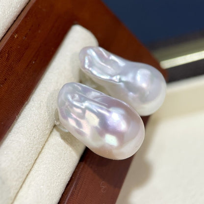 S925 Silver Ear Studs Natural Baroque Shaped Pearl Stud Earrings-Jewearrings