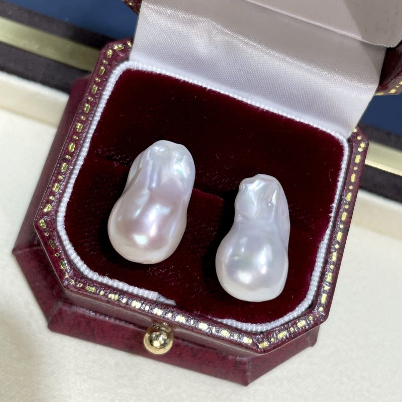 S925 Silver Ear Studs Natural Baroque Shaped Pearl Stud Earrings-Jewearrings