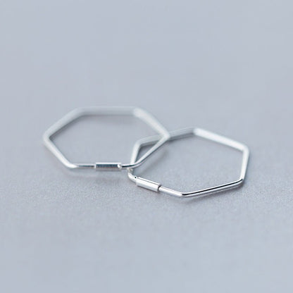 S925 Silver Earrings Female Sweet Hexagon Earrings Personalized Wholesale Big Earrings-Jewearrings