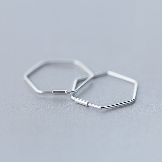 S925 Silver Earrings Female Sweet Hexagon Earrings Personalized Wholesale Big Earrings-Jewearrings