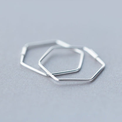 S925 Silver Earrings Female Sweet Hexagon Earrings Personalized Wholesale Big Earrings-Jewearrings