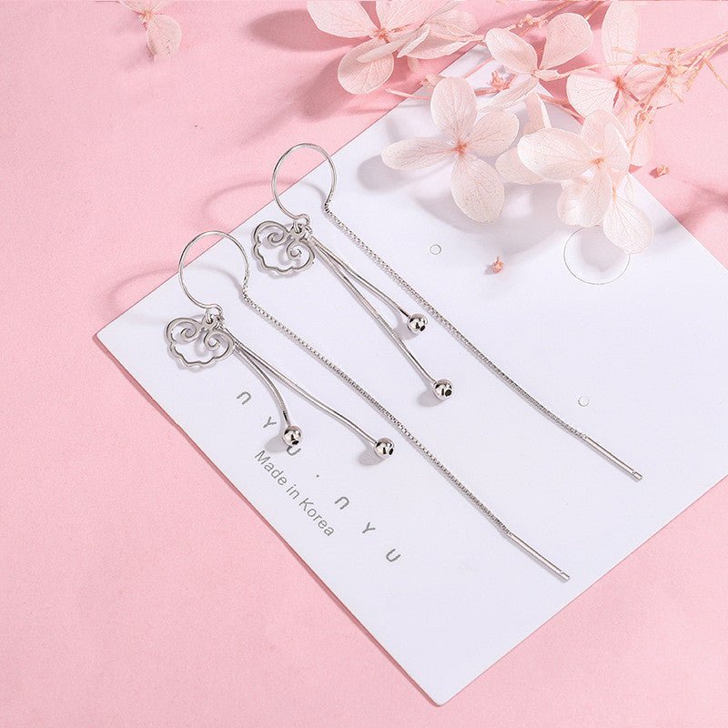 S925 Silver Earrings Women Long Tassel Style Thin Face Earrings-Jewearrings