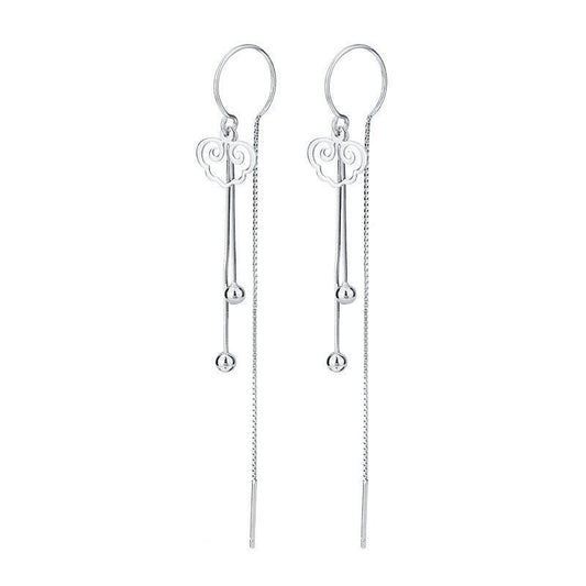 S925 Silver Earrings Women Long Tassel Style Thin Face Earrings-Jewearrings