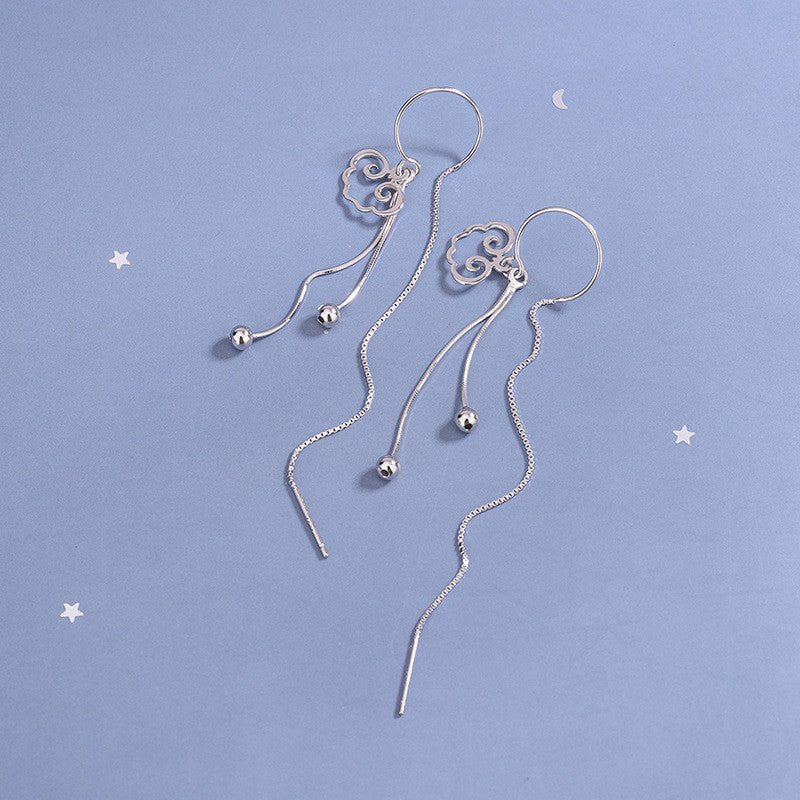 S925 Silver Earrings Women Long Tassel Style Thin Face Earrings-Jewearrings