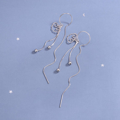 S925 Silver Earrings Women Long Tassel Style Thin Face Earrings-Jewearrings