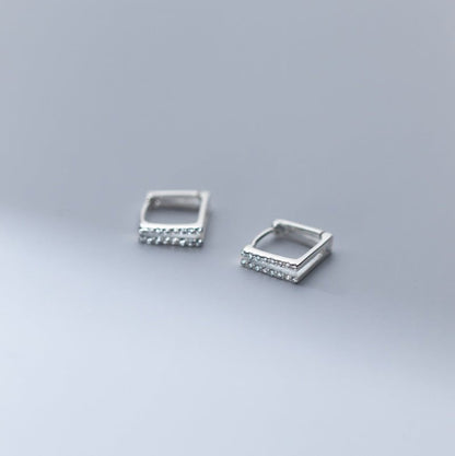 S925 Silver Female Sensual Square Diamond Hollow Simple Earrings-Jewearrings