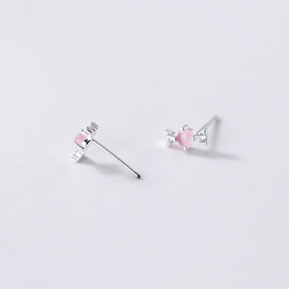 S925 silver forest sweet diamond-studded synthetic pink crystal candy earrings-Jewearrings