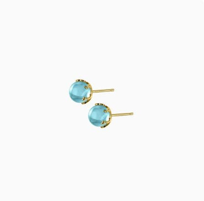 S925 Silver Fresh Blue Geometric Round Ball Stud Earrings For Women-Jewearrings