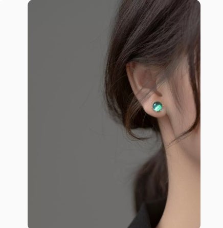 S925 Silver Fresh Blue Geometric Round Ball Stud Earrings For Women-Jewearrings