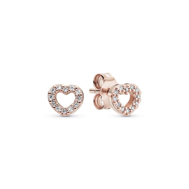 S925 Silver Full Diamond Fan Heart-shaped Rose Gold Crown Earrings-Jewearrings