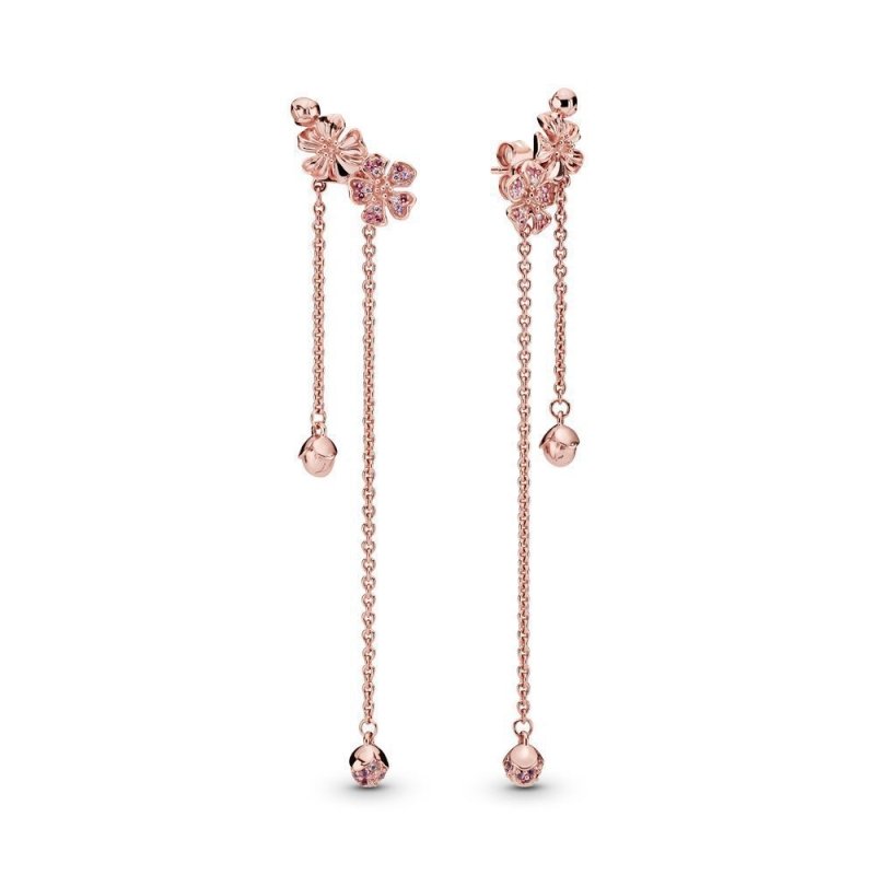 S925 Silver Full Diamond Fan Heart-shaped Rose Gold Crown Earrings-Jewearrings