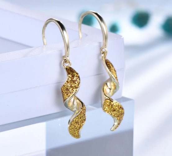 S925 Silver Gold New Temperament Long Spiral Earrings Fashion-Jewearrings