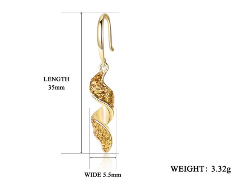 S925 Silver Gold New Temperament Long Spiral Earrings Fashion-Jewearrings