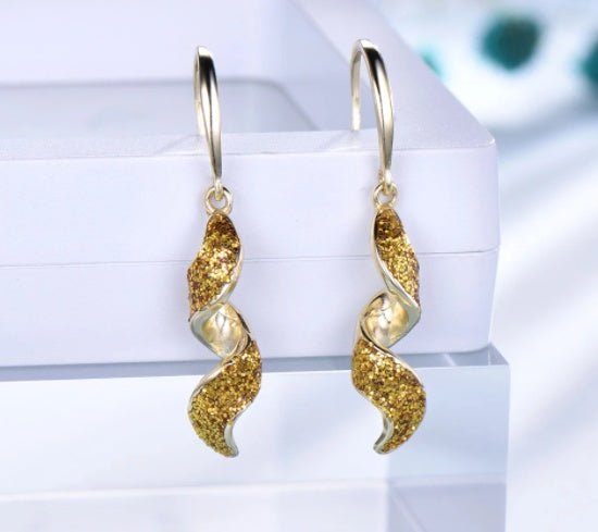 S925 Silver Gold New Temperament Long Spiral Earrings Fashion-Jewearrings