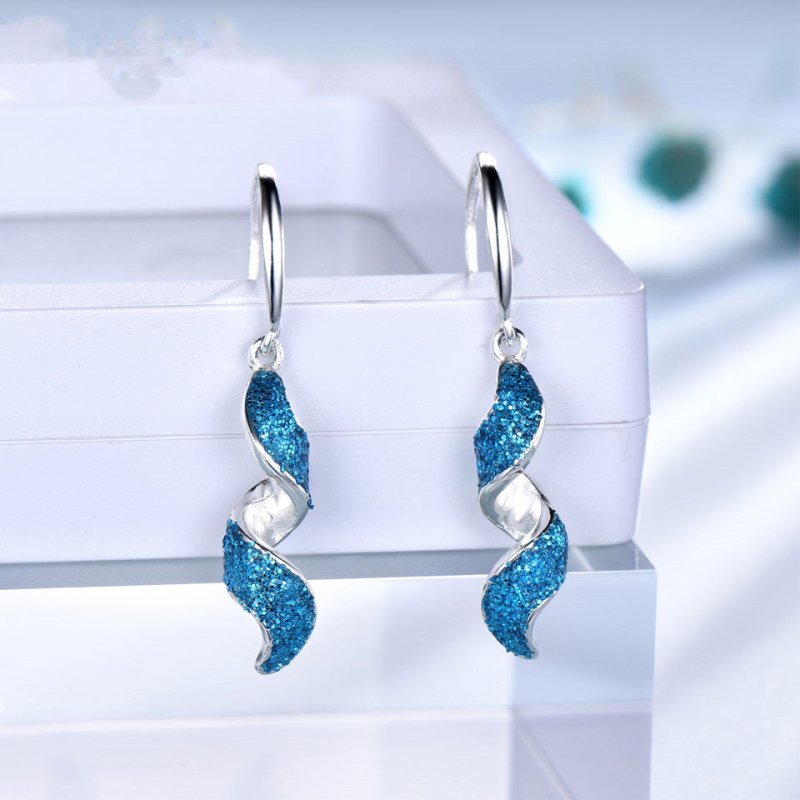 S925 Silver Gold Temperament Long Spiral Earrings-Jewearrings