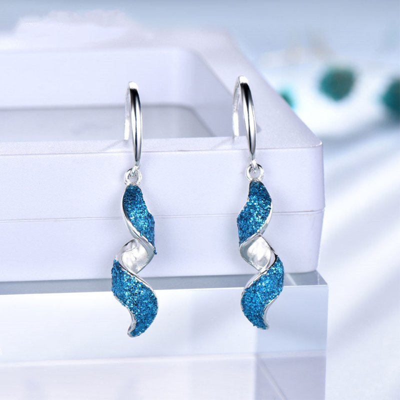 S925 Silver Gold Temperament Long Spiral Earrings-Jewearrings