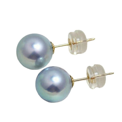 S925 Silver Gray Blue Really Muffle Earrings Sea Pearls Ear Studs-Jewearrings