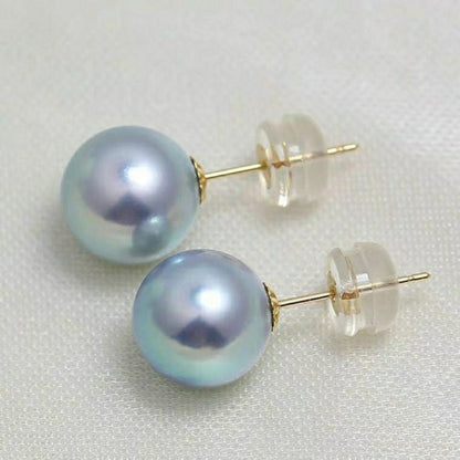 S925 Silver Gray Blue Really Muffle Earrings Sea Pearls Ear Studs-Jewearrings