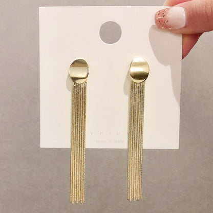 S925 Silver Long Tassel Earrings Fashion Temperament Metal Earrings Ear Jewelry-Jewearrings