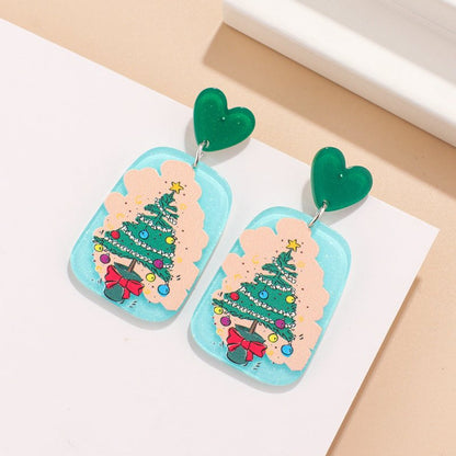 S925 Silver Needle Acrylic Christmas Series Earrings-Jewearrings