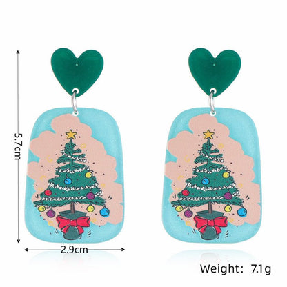 S925 Silver Needle Acrylic Christmas Series Earrings-Jewearrings