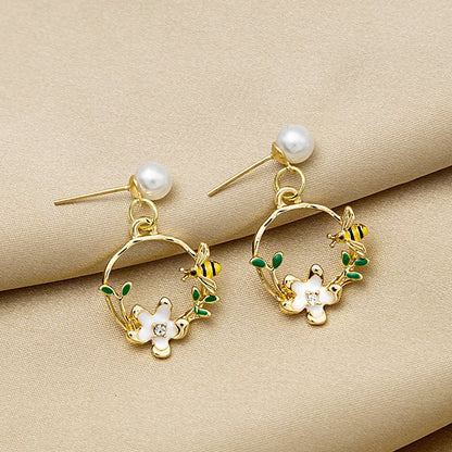 S925 Silver Needle Bee Flower Butterfly Stud Earrings-Jewearrings