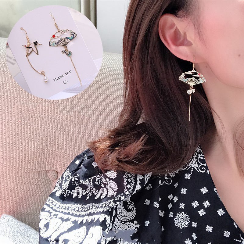 S925 Silver Needle Blue Bow Earrings Cute Sweet Rabbit Asymmetric Earrings Niche Design Sense Earrings Girl-Jewearrings