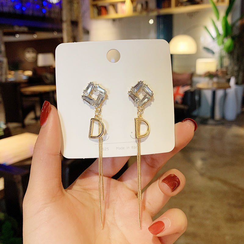 S925 Silver Needle Diamond Oil Drop Geometric Retro Simple Earrings-Jewearrings