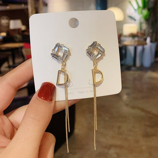 S925 Silver Needle Diamond Oil Drop Geometric Retro Simple Earrings-Jewearrings