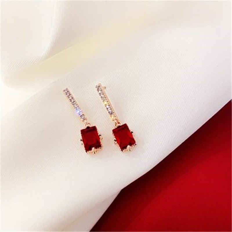 S925 Silver Needle Flashing Diamond Geometric Long Earrings-Jewearrings