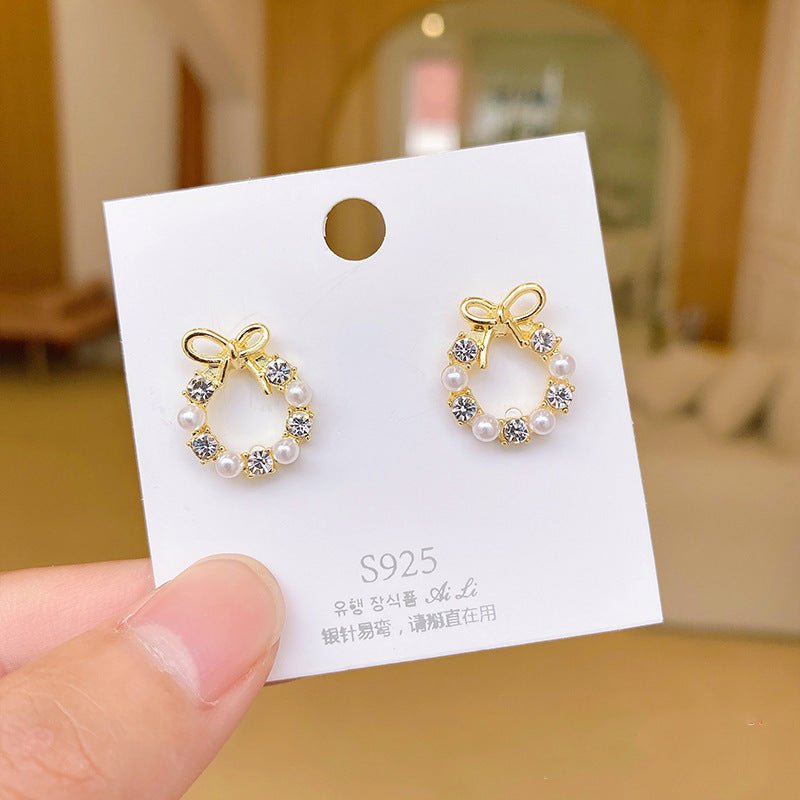 S925 Silver Needle Geometric Opal Temperament Diamond Earrings Simple-Jewearrings