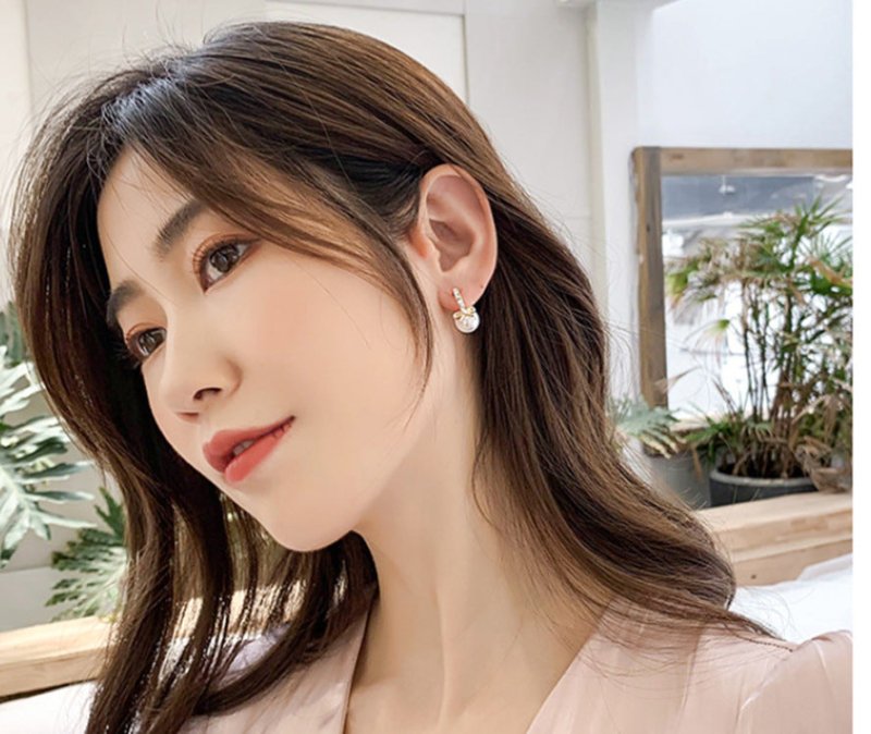 S925 Silver Needle Korean Version Of A Small One With Two Bows And Pearl Earrings Female Long Temperament Tassel Earrings-Jewearrings