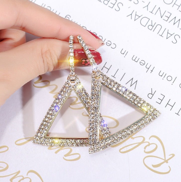 S925 silver needle Korean version of the new fashion with diamond earrings women's diamond geometry circle earrings Europe and the United States simple earrings-Jewearrings