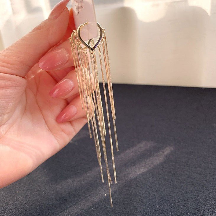 S925 Silver Needle Long Super Fairy Tassel Earrings-Jewearrings