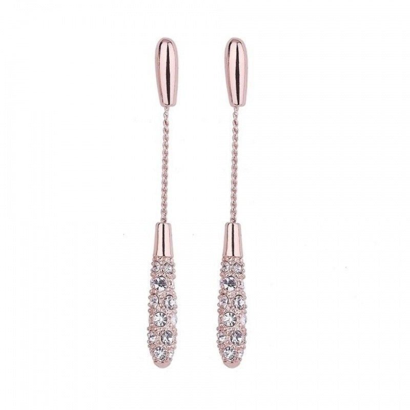 S925 Silver Needle Long Temperament Fashion Water Drop Diamond Earrings-Jewearrings