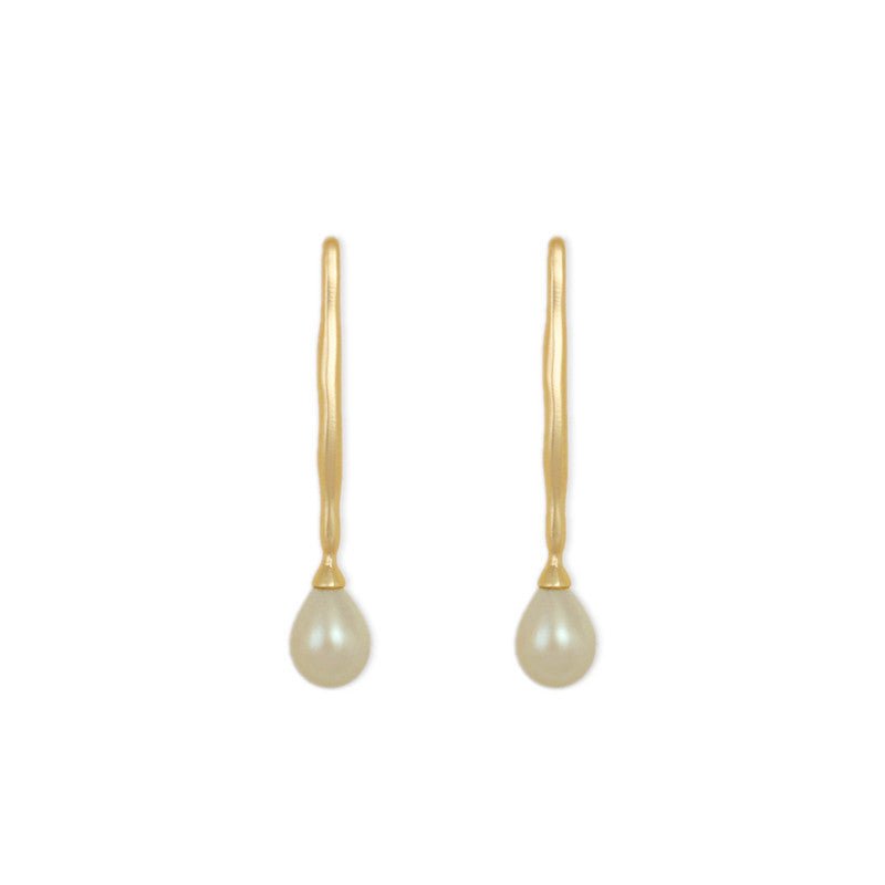 S925 Silver Needle Long Water Drop Pearl Stud Earrings-Jewearrings