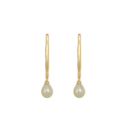 S925 Silver Needle Long Water Drop Pearl Stud Earrings-Jewearrings