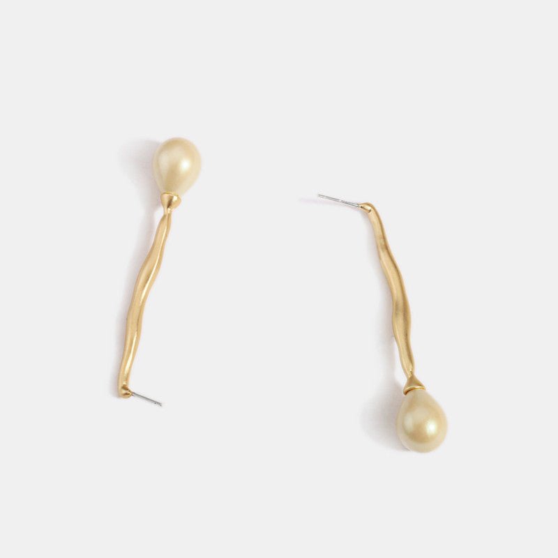 S925 Silver Needle Long Water Drop Pearl Stud Earrings-Jewearrings