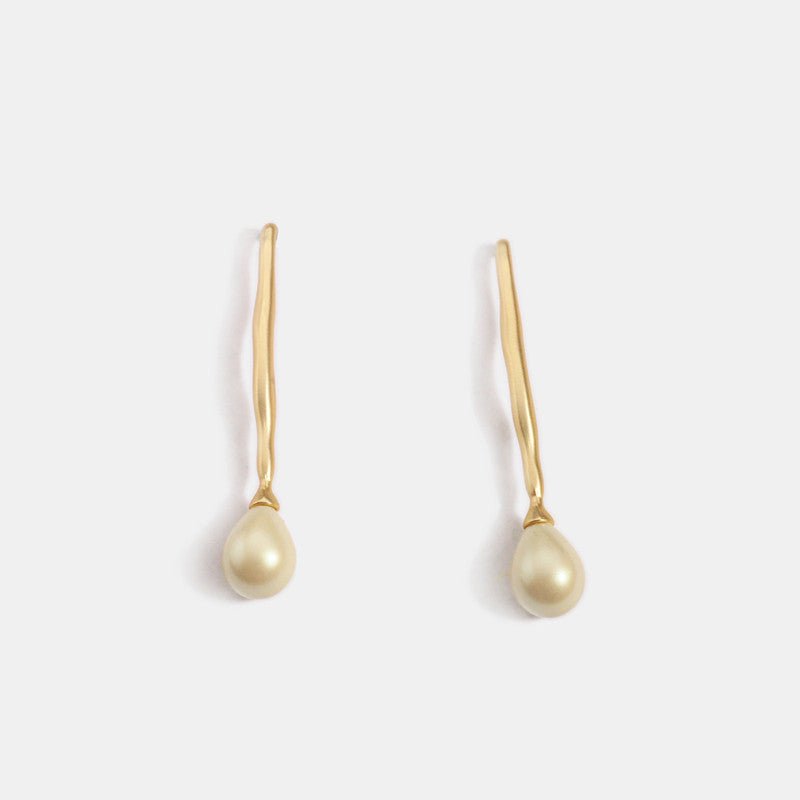 S925 Silver Needle Long Water Drop Pearl Stud Earrings-Jewearrings